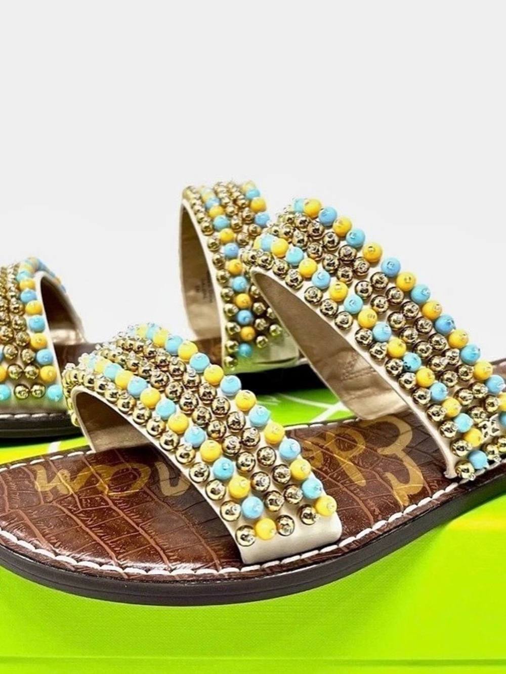 Sam Edelman Galore Embellished Sandals in Green & Blue US 10 M NWT